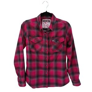 Dixxon Flannel Co Sick Of It All Red Black Plaid D-Tech Shirt Womens Small